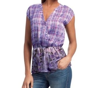 CAbi Eva Astor deep v surplice plaid top #731